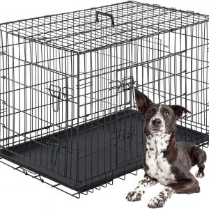 Pet Crate - Folding Metal Pet Cage for large Dogs