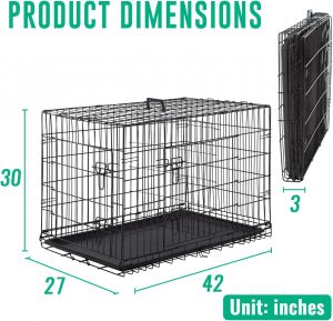 Pet Crate - Folding Metal Pet Cage for large Dogs