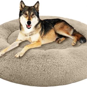 SAVFOX Plush Calming Donut Dog Bed for Large dogs