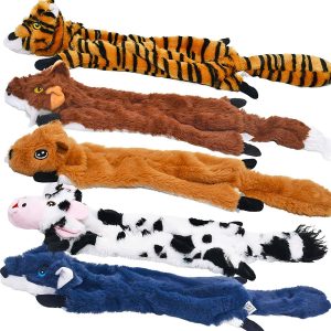 Toys 5 Pack Plush No Stuffing Squeaky Crinkle