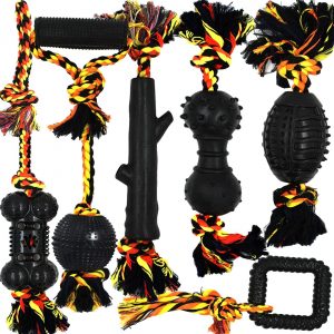 Durable Dog Chew Toys 6 Pack Cotton Rope Rubber Dog Toys